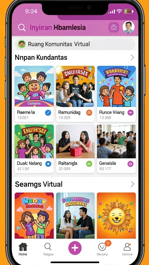 Ilustrasi karakter yang penuh warna dan ceria.